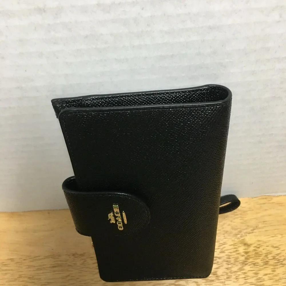 Authentic Coach Tech Phone Wallet Black Leather Wristlet. Excellent Condition